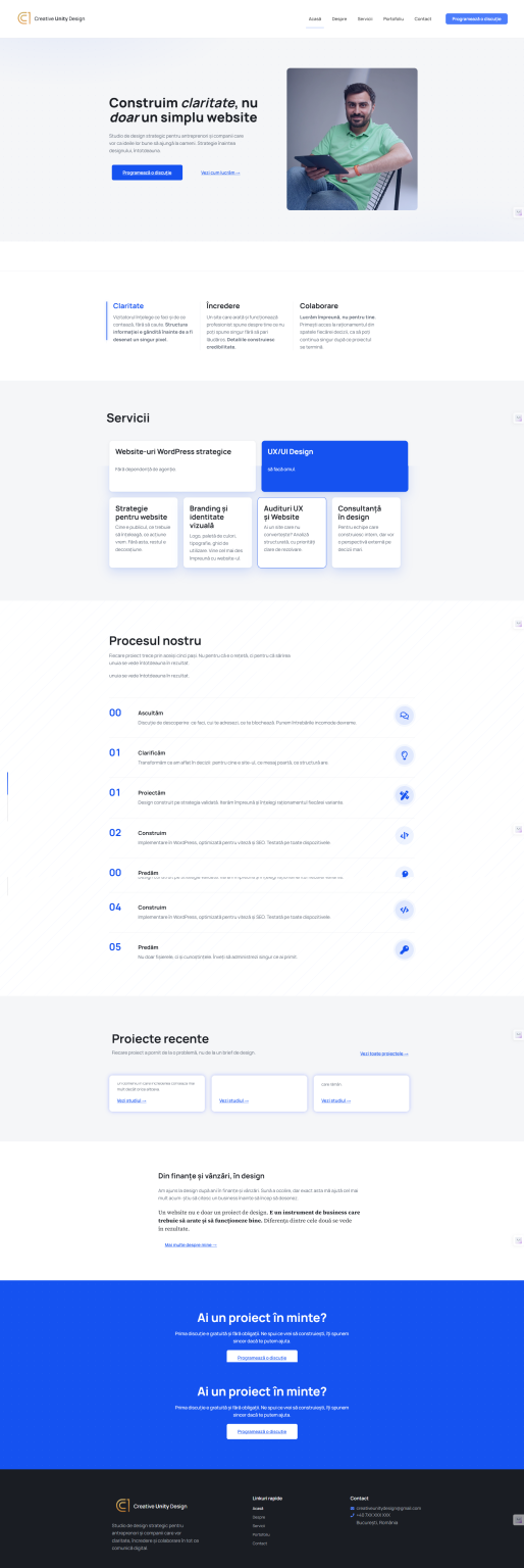 Captura de ecran a homepage-ului Creative Unity Design